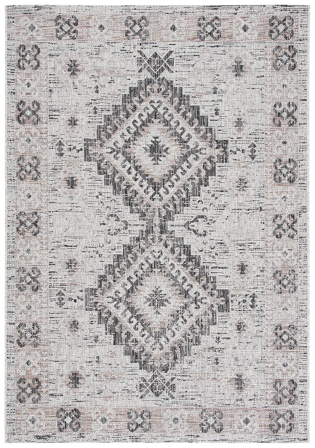 Courtyard CY8546 Power Loomed Indoor and Outdoor Area Rug - Light Grey/Light Beige - 6'7"x9'6" - Safavieh