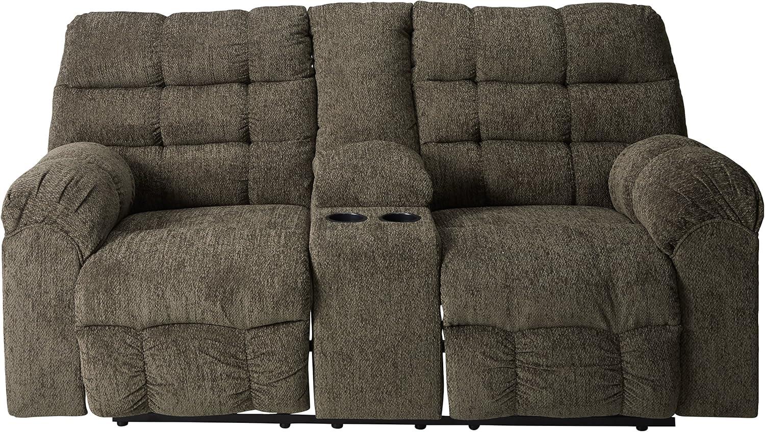 Ashley Furniture Acieona Microfiber Double Reclining Loveseat in Slate Gray