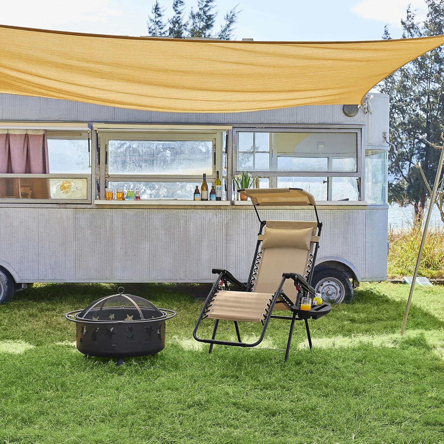 Yaheetech 26in Outdoor Zero Gravity Chair with Cupholder and Pillow, Beige