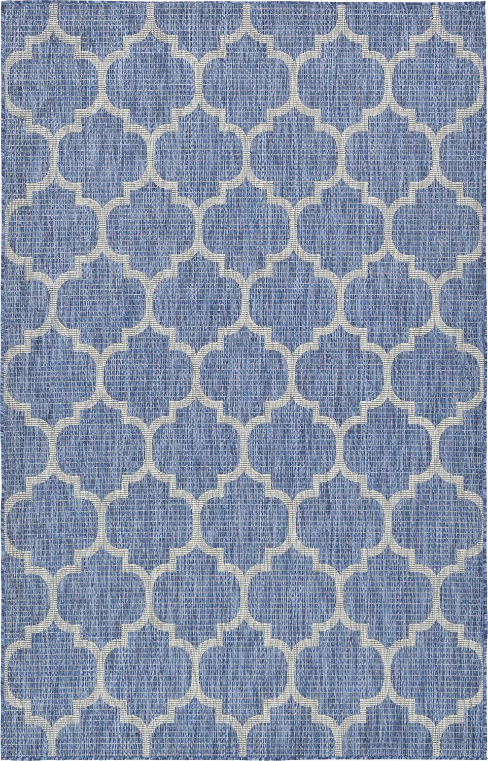 Unique Loom 5' 3 x 8' 0 Rectangle Indoor/Outdoor Trellis Navy Blue Area Rug