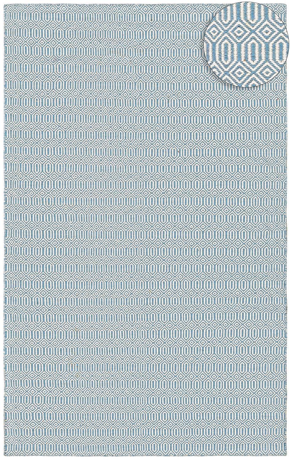 Hand-Woven Denim Blue Rectangular Outdoor Rug, 3' x 5', PET Polyester