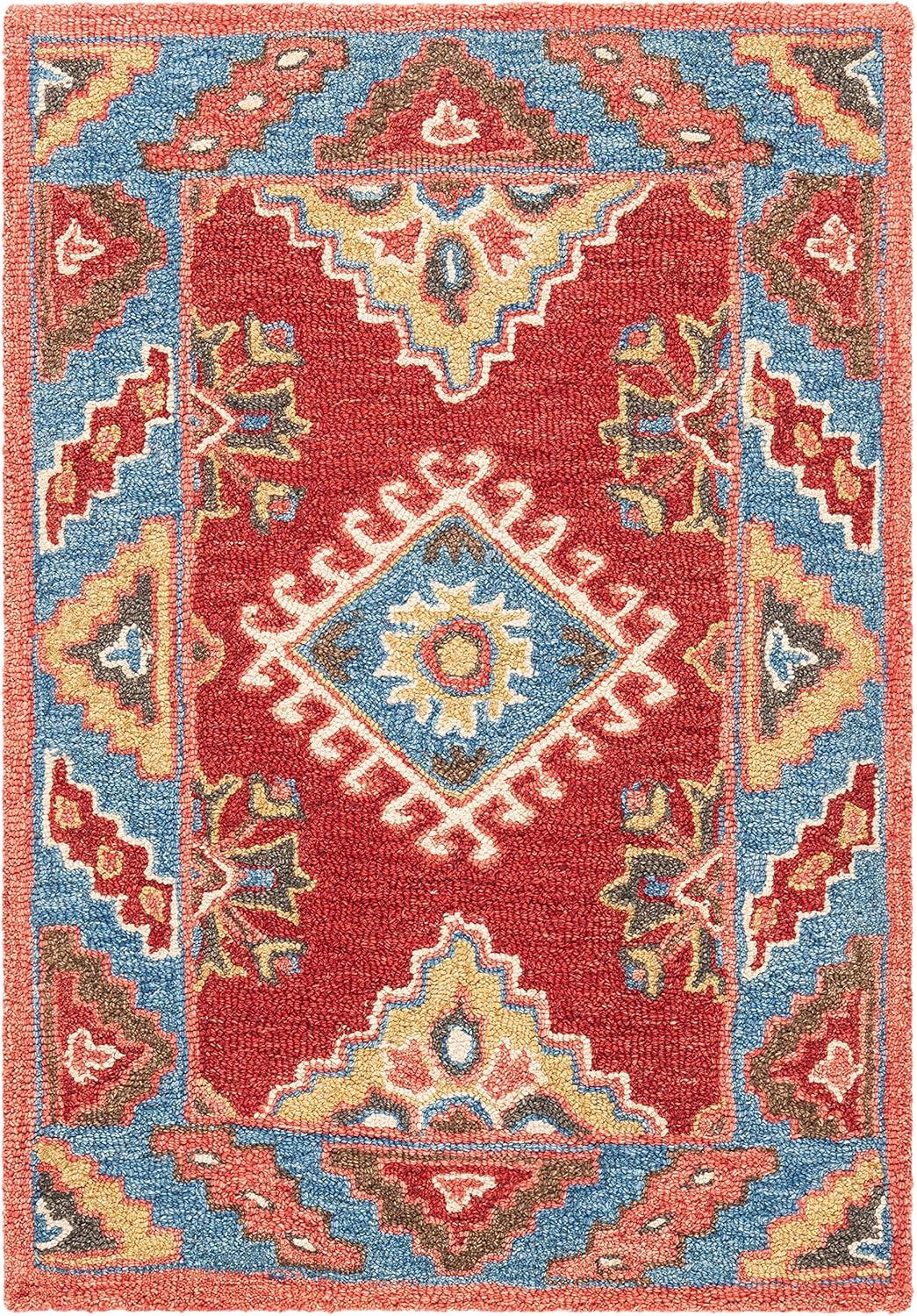 Aspen APN803 Hand Tufted Accent Rug - Red/Blue - 2' X 3' - Safavieh.