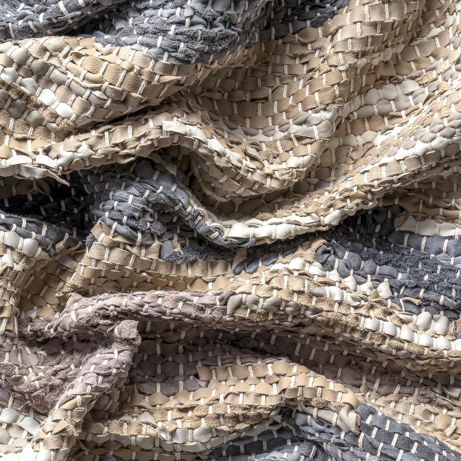 Nuloom Farren Hand Woven Diamond Leather Kitchen Runner Indoor Area Rug - Hallway, Entryway, 2' x 6', Gray