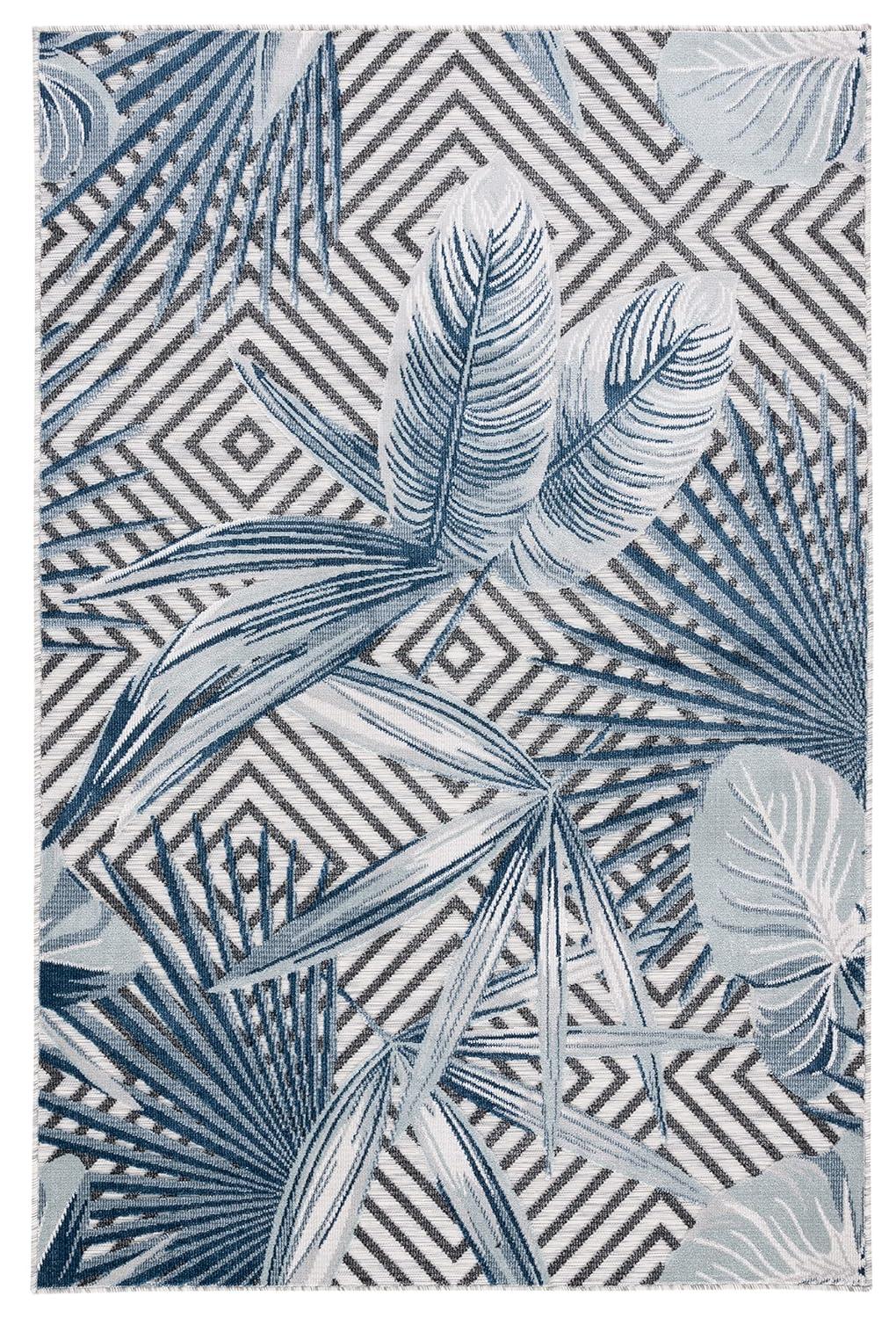Cabana CBN447 Loomed Indoor/Outdoor Area Rug - Ivory/Navy - 5'1"x7'6" - Safavieh