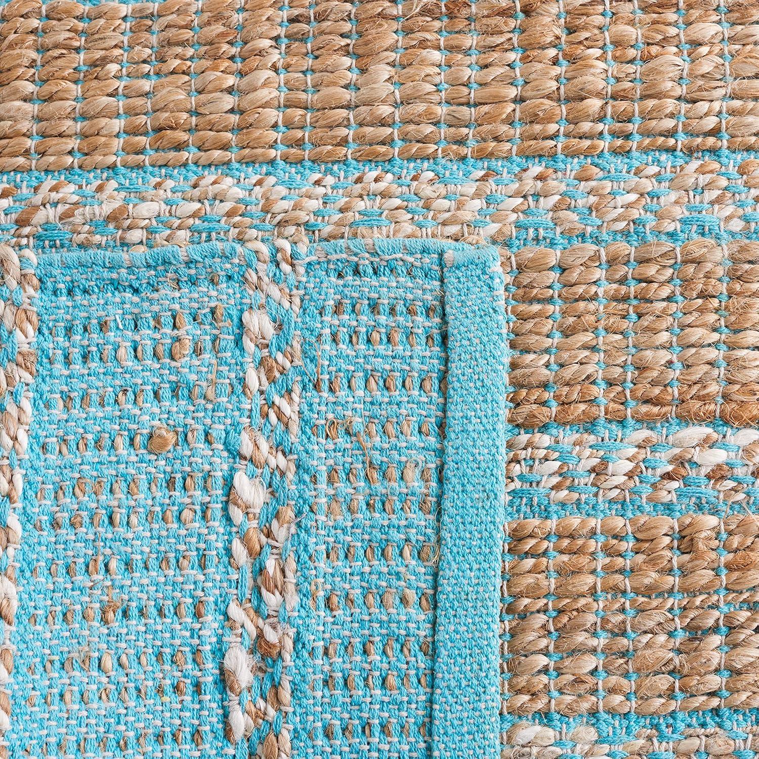 Natural Fiber NFB655 Flat Weave Indoor Runner - Teal/Natural - 2'3"x8' - Safavieh