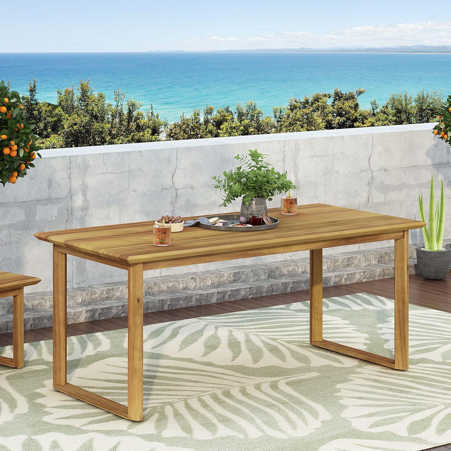 Nibley 71" Teak Acacia Wood Outdoor Dining Table