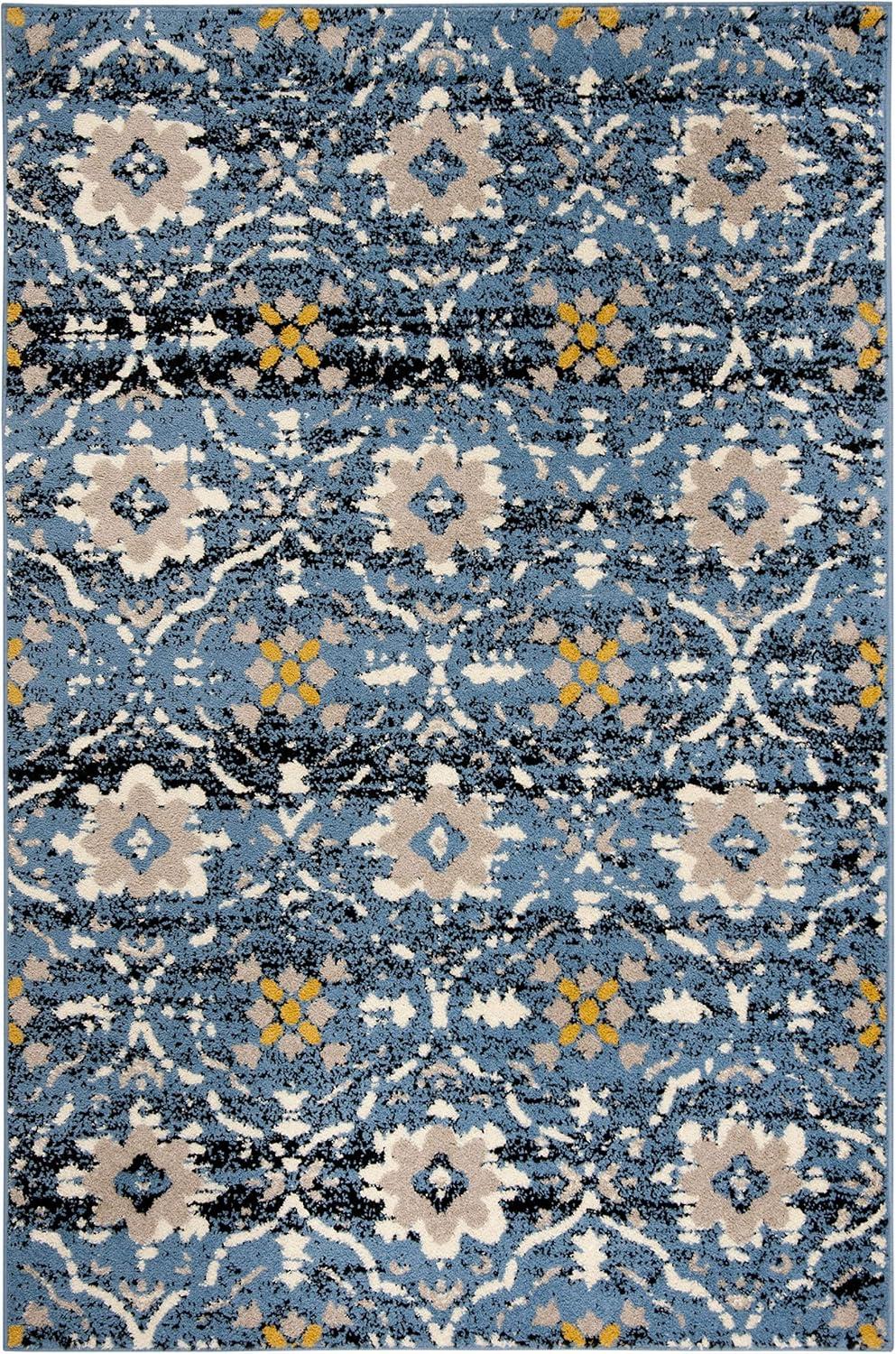 SAFAVIEH Amsterdam Karenza Geometric Floral Area Rug, Blue/Cream, 5'1" x 7'6"