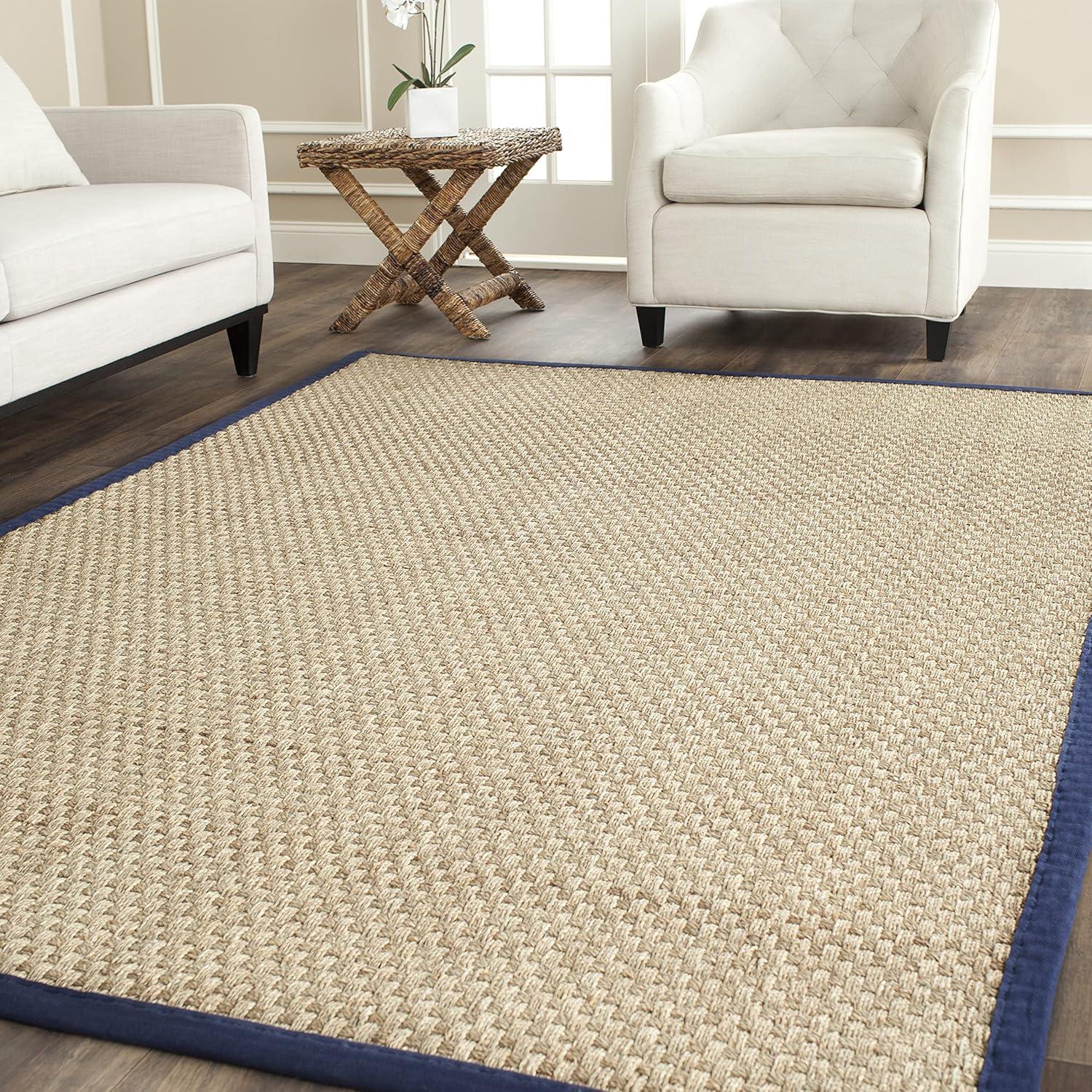 Natural Fiber NF114 Power Loomed Indoor Area Rug - Natural/Navy Blue - 6'x9' - Safavieh