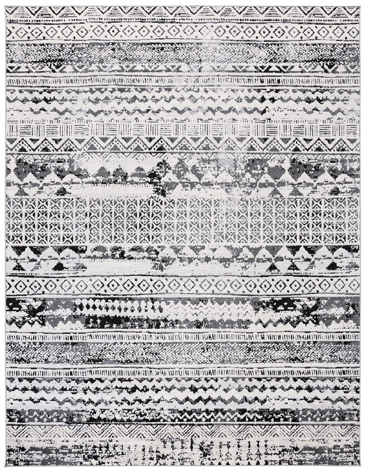 Brentwood BNT835 Power Loomed Area Rug - Black/Ivory - 8'x10' - Safavieh.