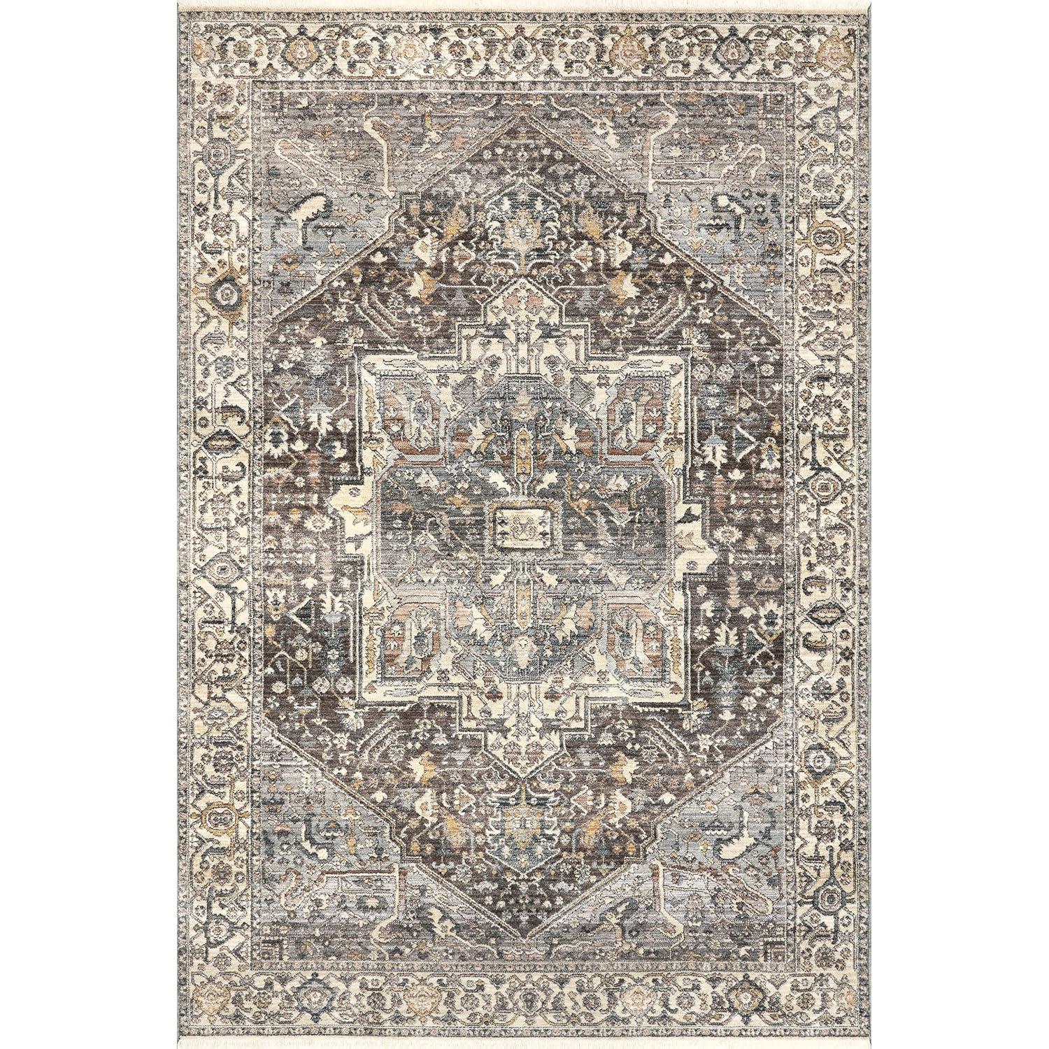 Nuloom Harriet Oriental/Persian 5x8 Indoor Area Rug for Living Room Bedroom Dining Room Kitchen, Dark Grey/Multicolor