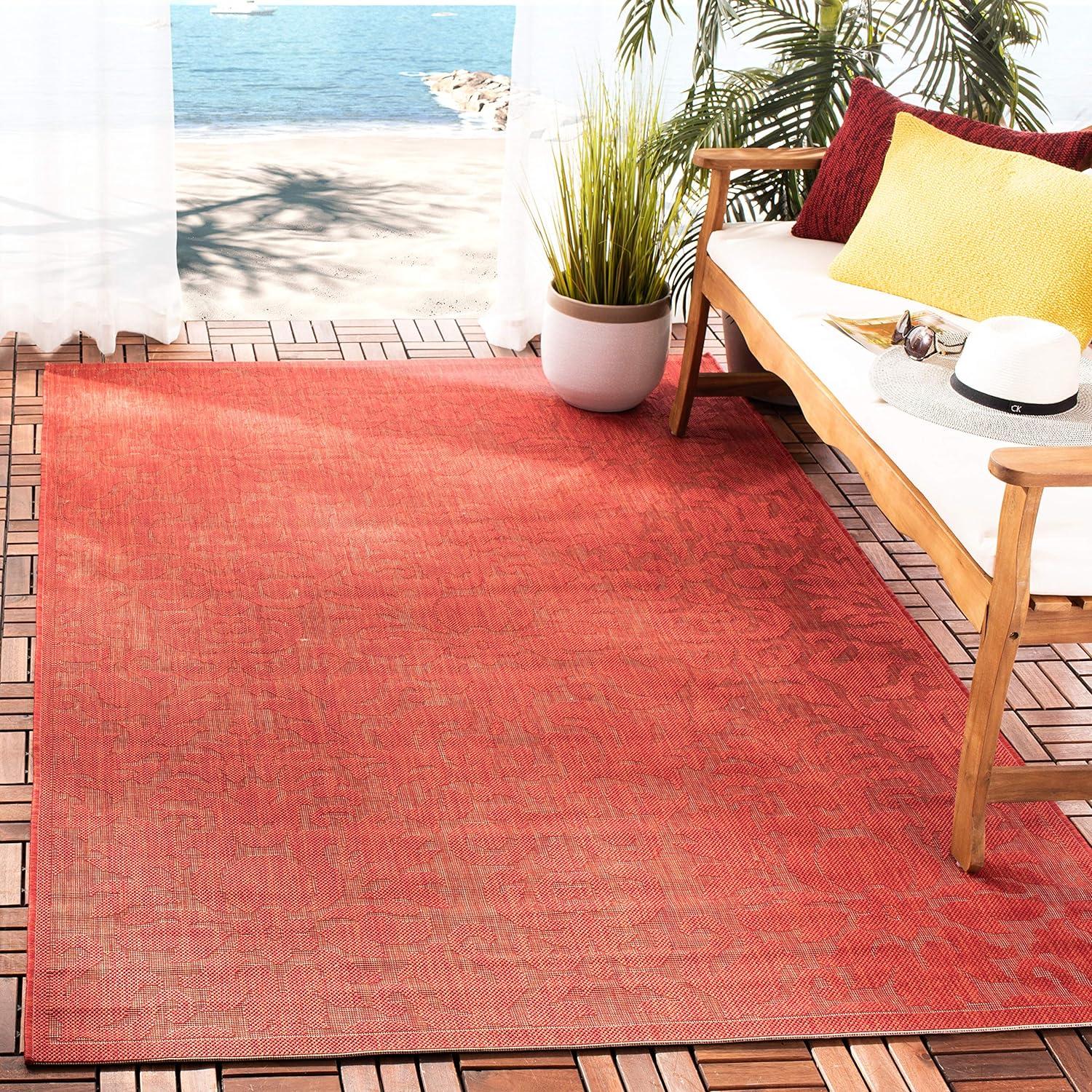 Sultry Red Synthetic 5' x 7' Easy-Care Outdoor Area Rug