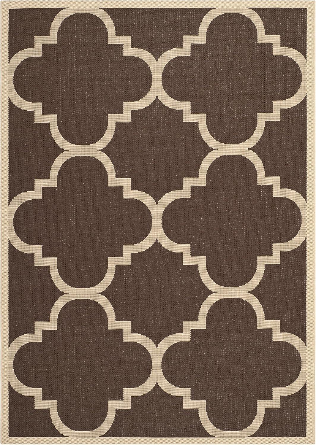 Safavieh Courtyard Becky Quatrefoil Indoor/Outdoor Area Rug, 5'3" x 7'7", Dark Brown