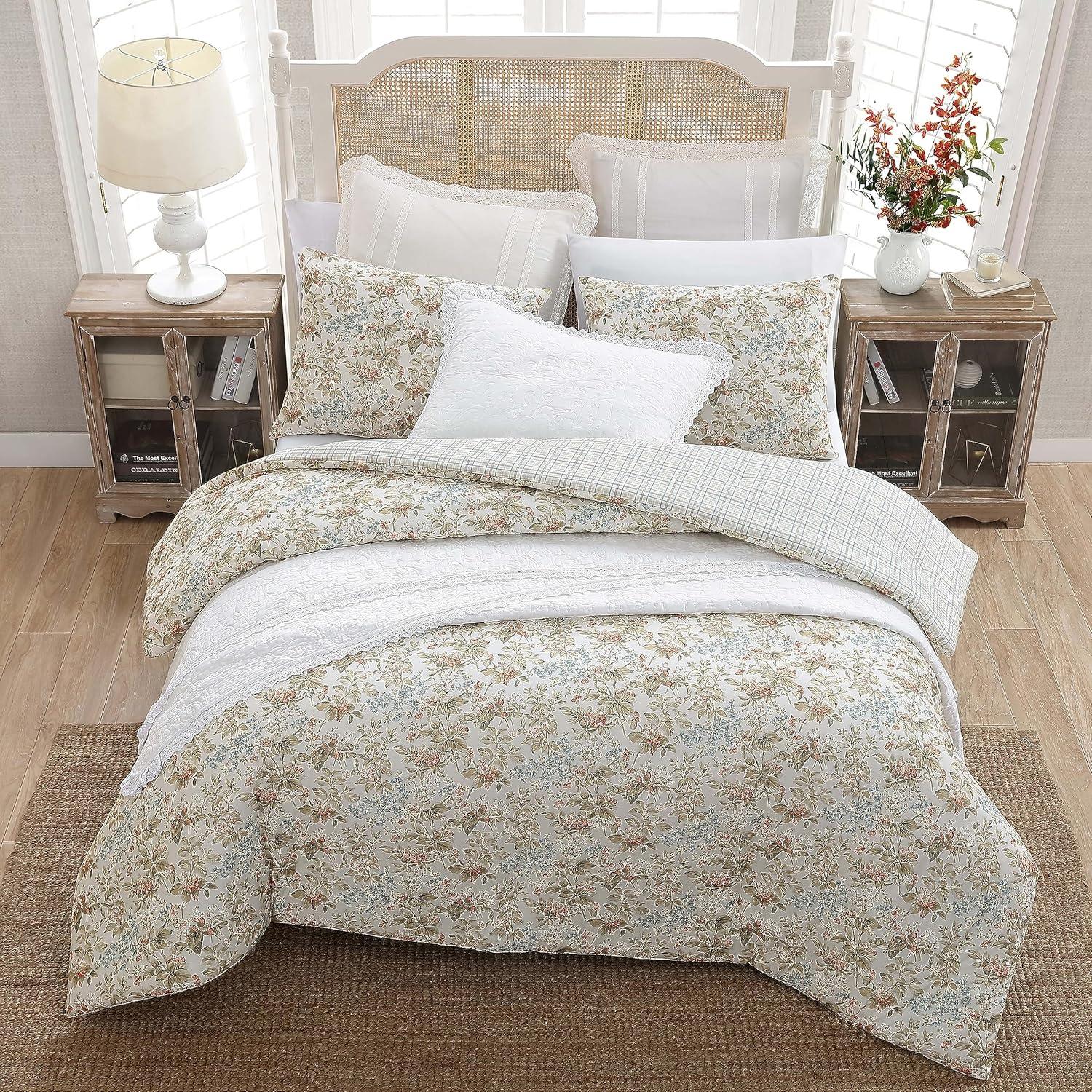 Laura Ashley Laura Ashley Bramble Floral Cotton Reversible Comforter Set