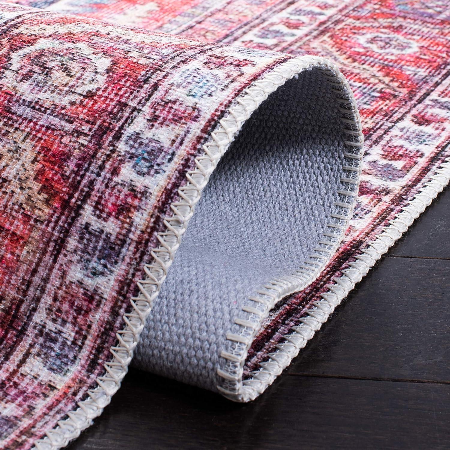 SAFAVIEH Serapi Doncho Traditional Machine Washable Area Rug, Red/Navy, 10' x 14'