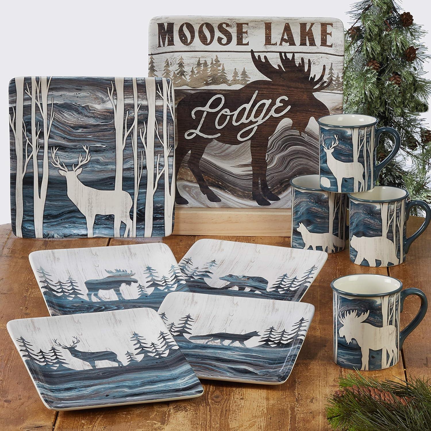 Fluidity Lodge Ceramic Winter Dinner Plates Set of 4