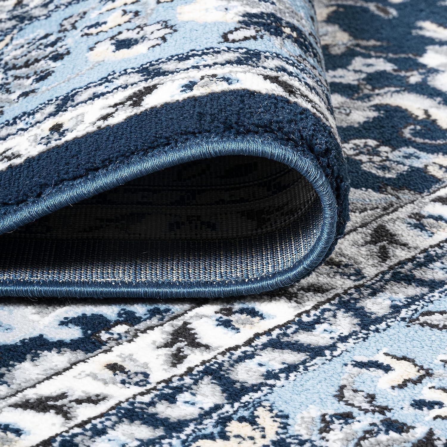 3'x 5' Palmette Modern Persian Floral Area Rug, Navy/Blue - JONATHAN Y