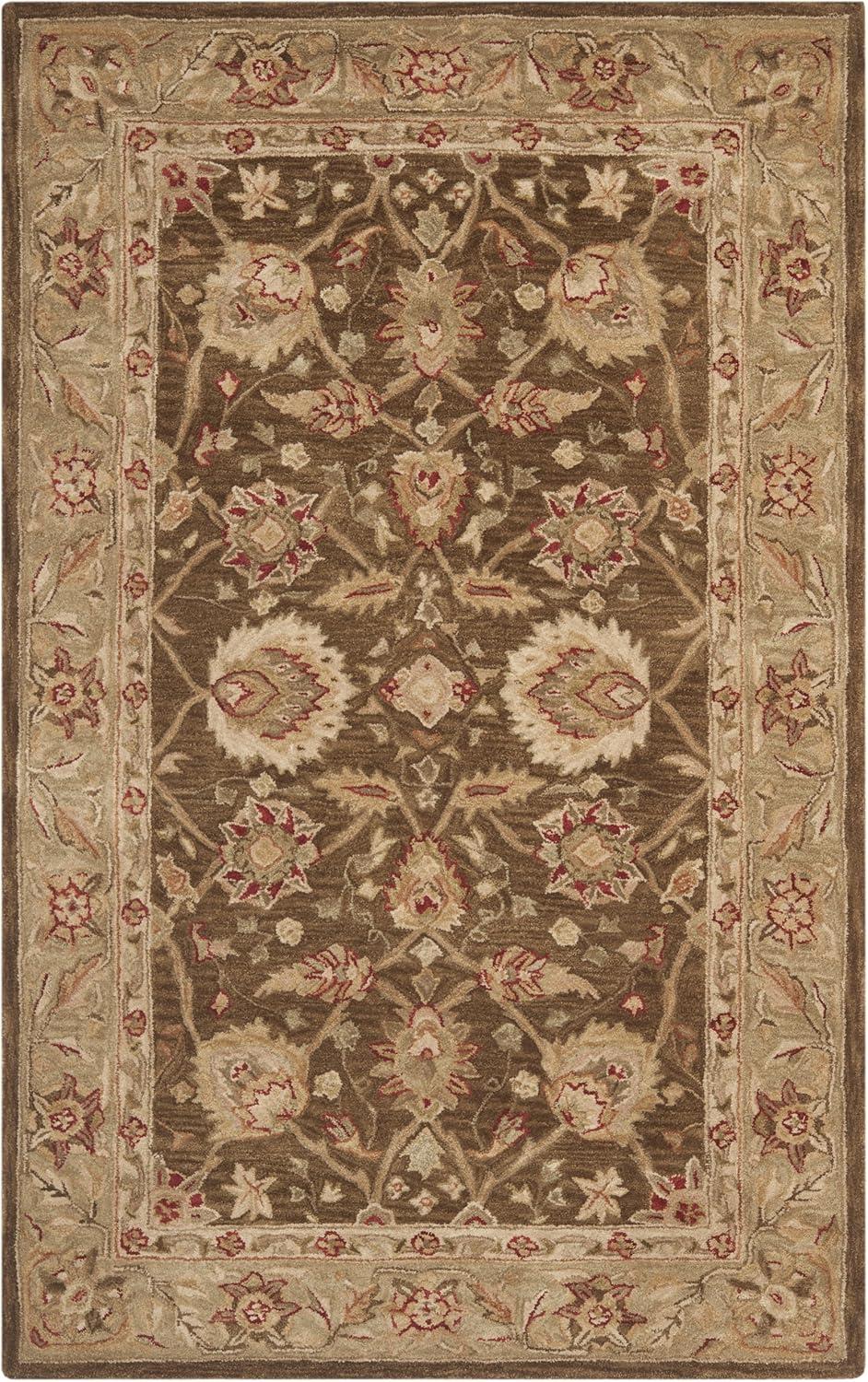 SAFAVIEH Anatolia Venice Floral Wool Area Rug, Brown/Green, 5' x 8'