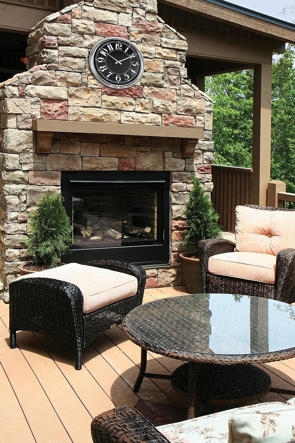 Poolmaster 16 Inch Indoor Outdoor Mod Patio Garden Wall Decorative Clock, Black