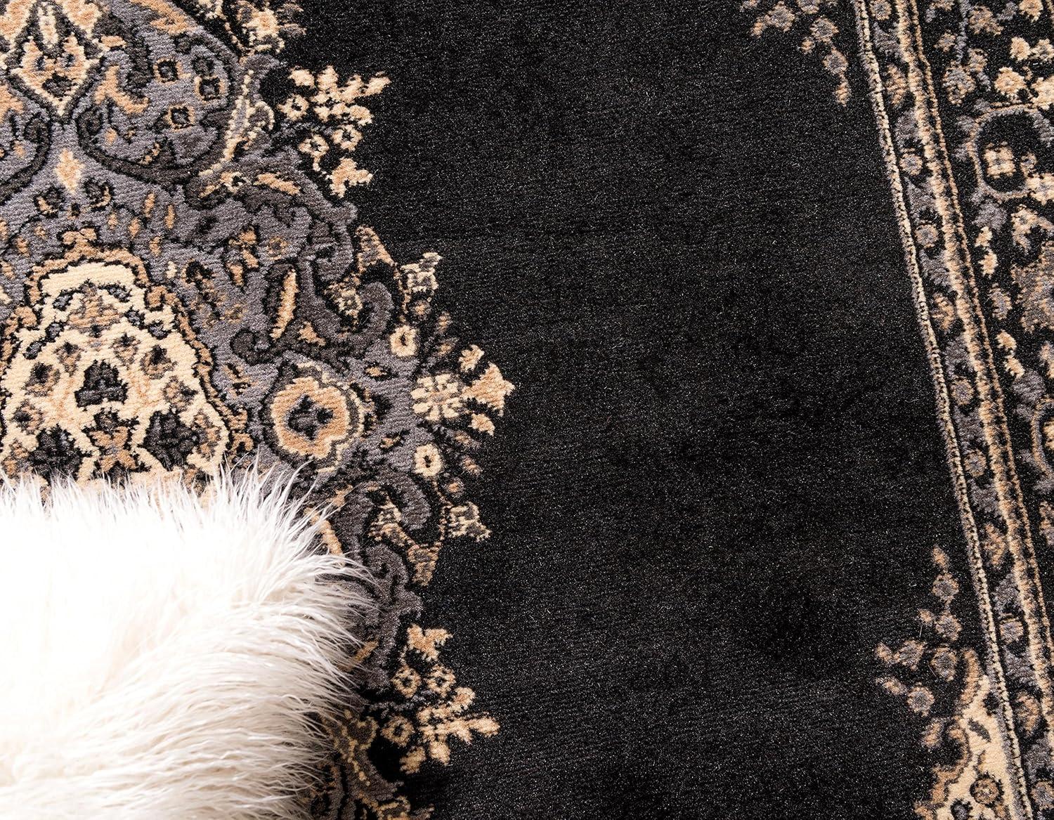 Elegant Medallion 9' x 12' Rectangular Black Synthetic Area Rug