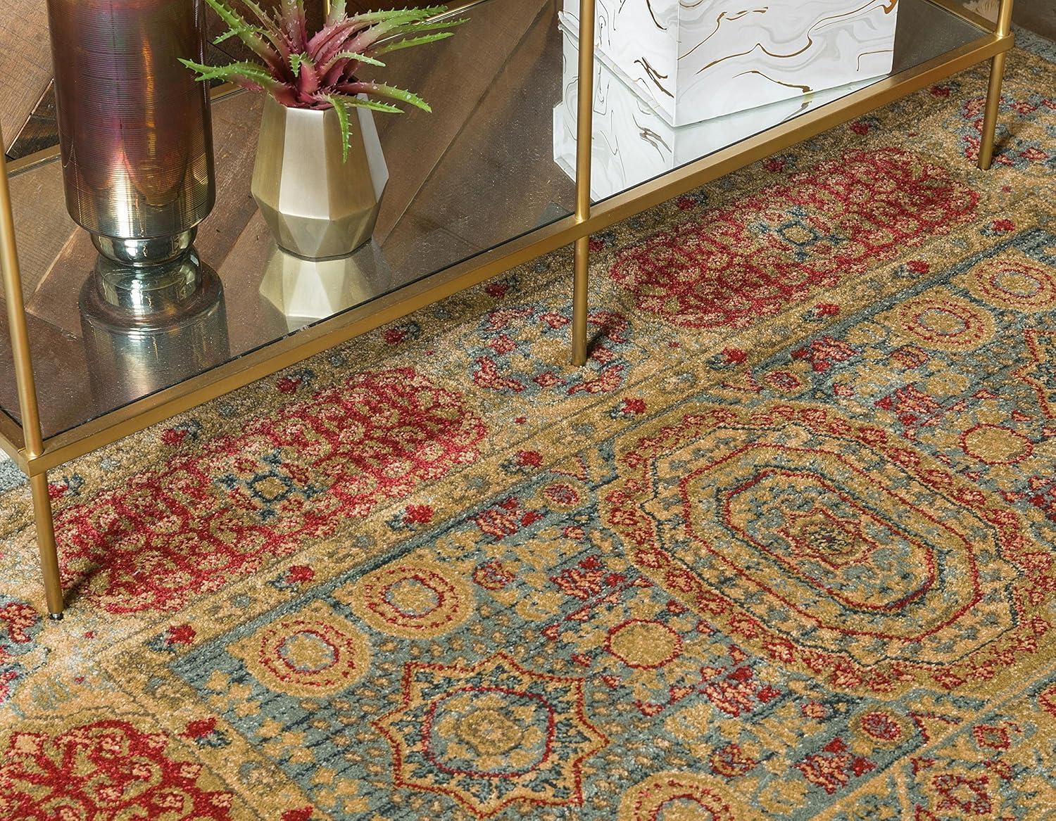 Unique Loom Palace Collection Area Rug - Amber (6' 1" x 9' Rectangle Light Blue/Light Brown)