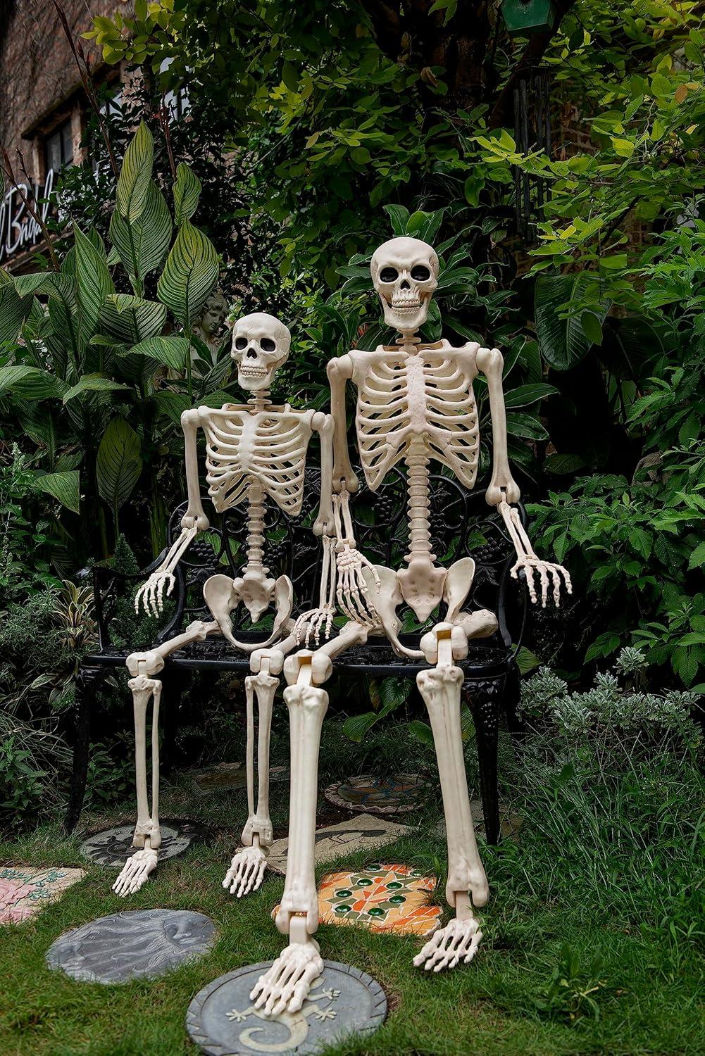 Crazy Bonez Pose-N-Stay Life Size 6 FT Skeleton with Realistic Posable and Movable Joints for Halloween Indoor and Outdoor Decoration