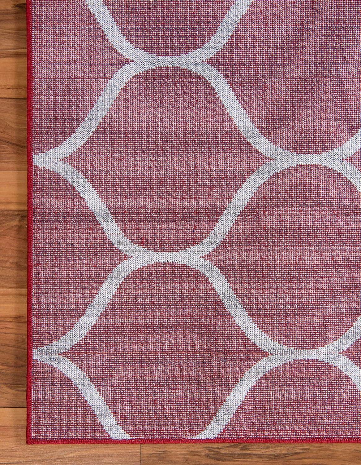 Unique Loom 10' 0 x 14' 0 Trellis Frieze Rounded Red Area Rug