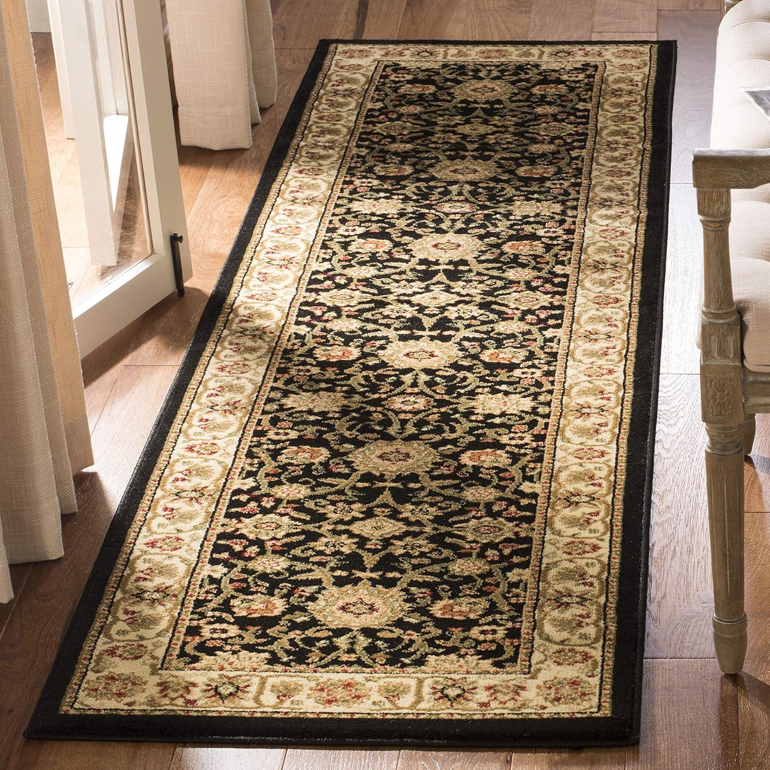 Lyndhurst LNH212 Power Loomed Runner Rug - Black/Ivory - 2'3"x6' - Safavieh