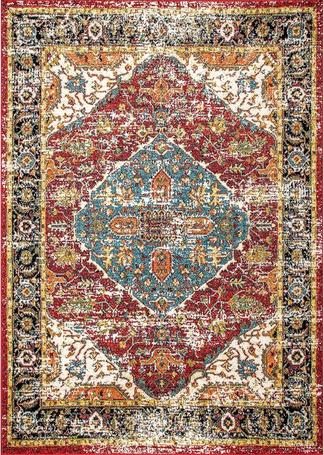 Reversible Multicolor Medallion 2' x 3' Synthetic Accent Rug