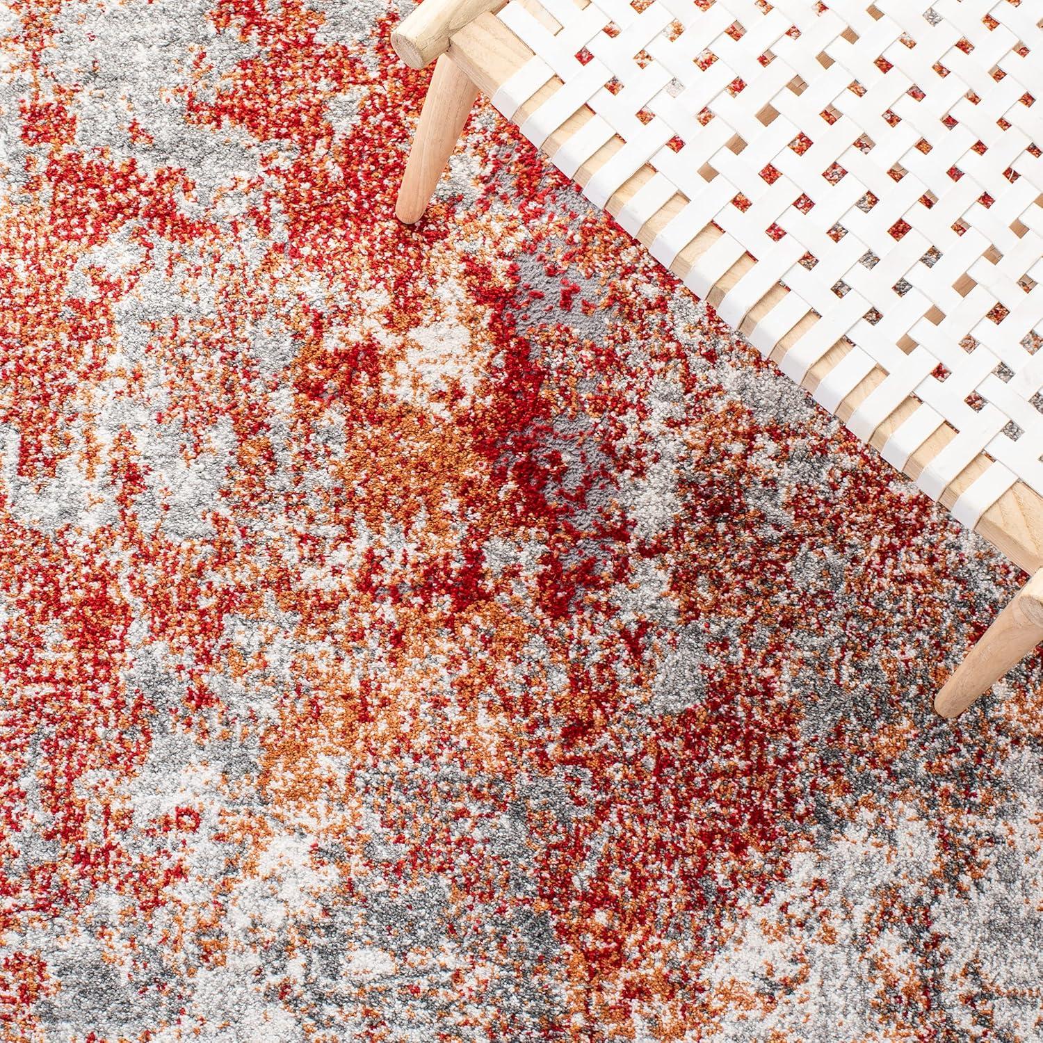 Aston ASN710 Power Loomed Area Rug - Red/Grey - 8'x10' - Safavieh.