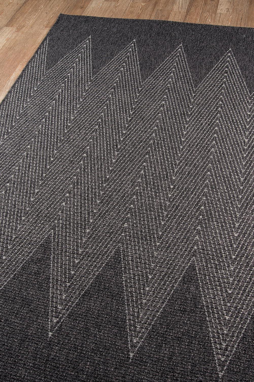 2'x3' Zig Zag Loomed Accent Rug Charcoal - Momeni: Contemporary Indoor/Outdoor Low Pile Area Rug, Machine Made