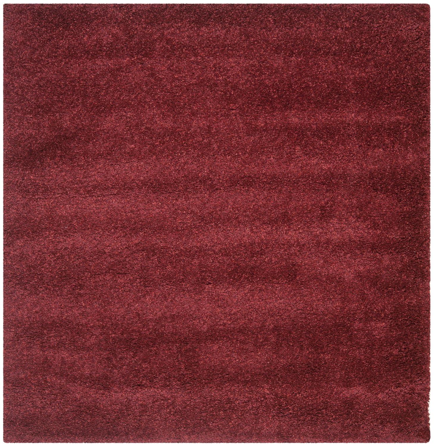 California Shag SG151 Power Loomed Indoor Accent Rug - Maroon - 4'x4' - Safavieh