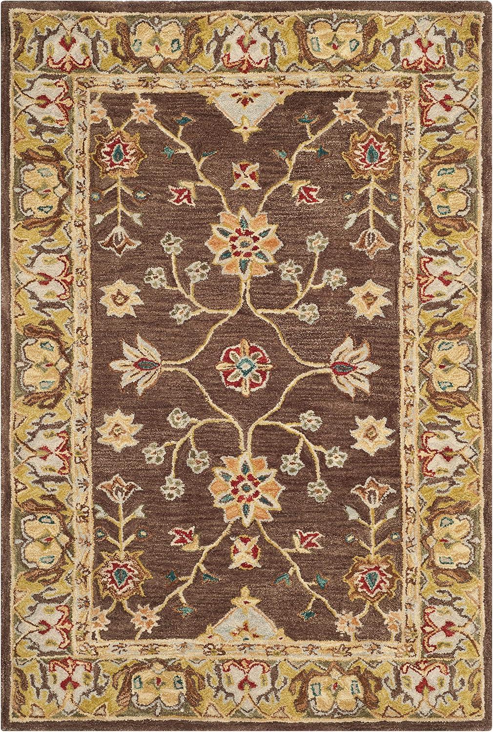Anatolia AN562 Hand Tufted Indoor Area Rug - Brown/Gold - 4'x6' - Safavieh
