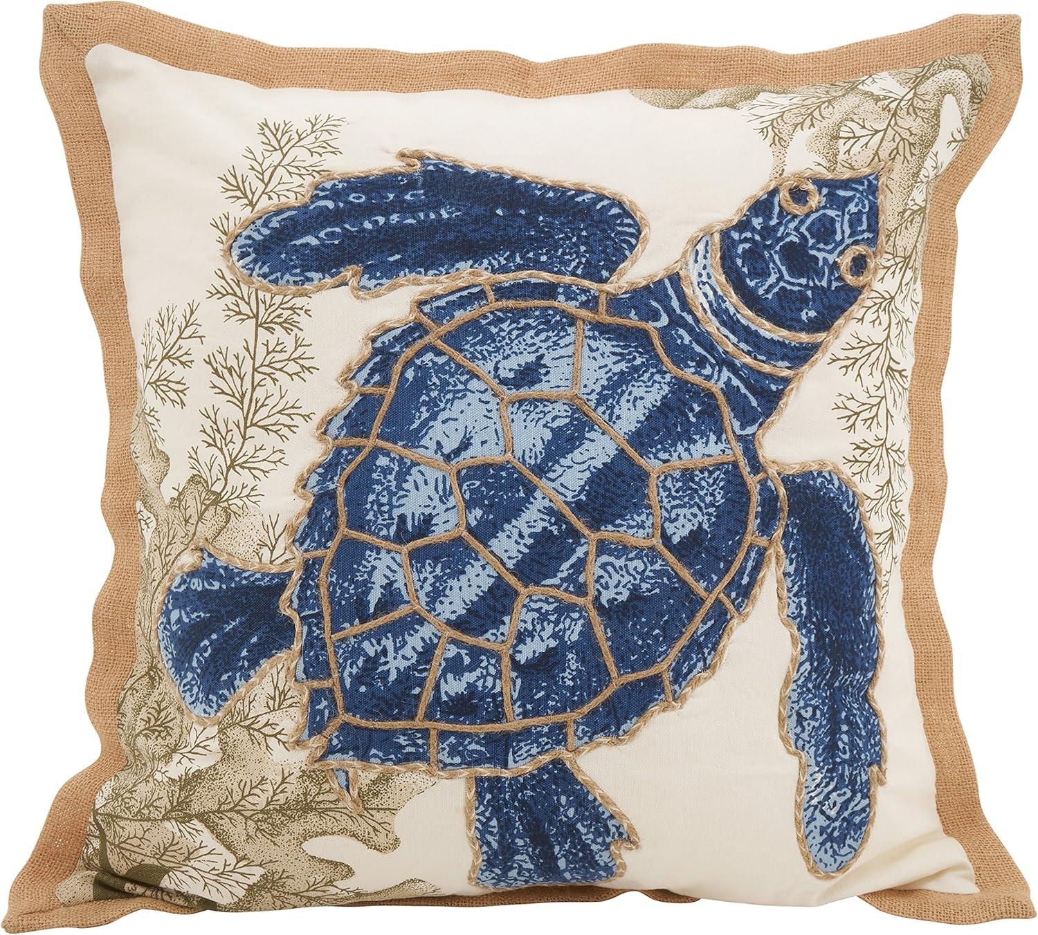 20"x20" Oversize 'I See Sea Turtles' Down Filled Square Throw Pillow Blue - Saro Lifestyle