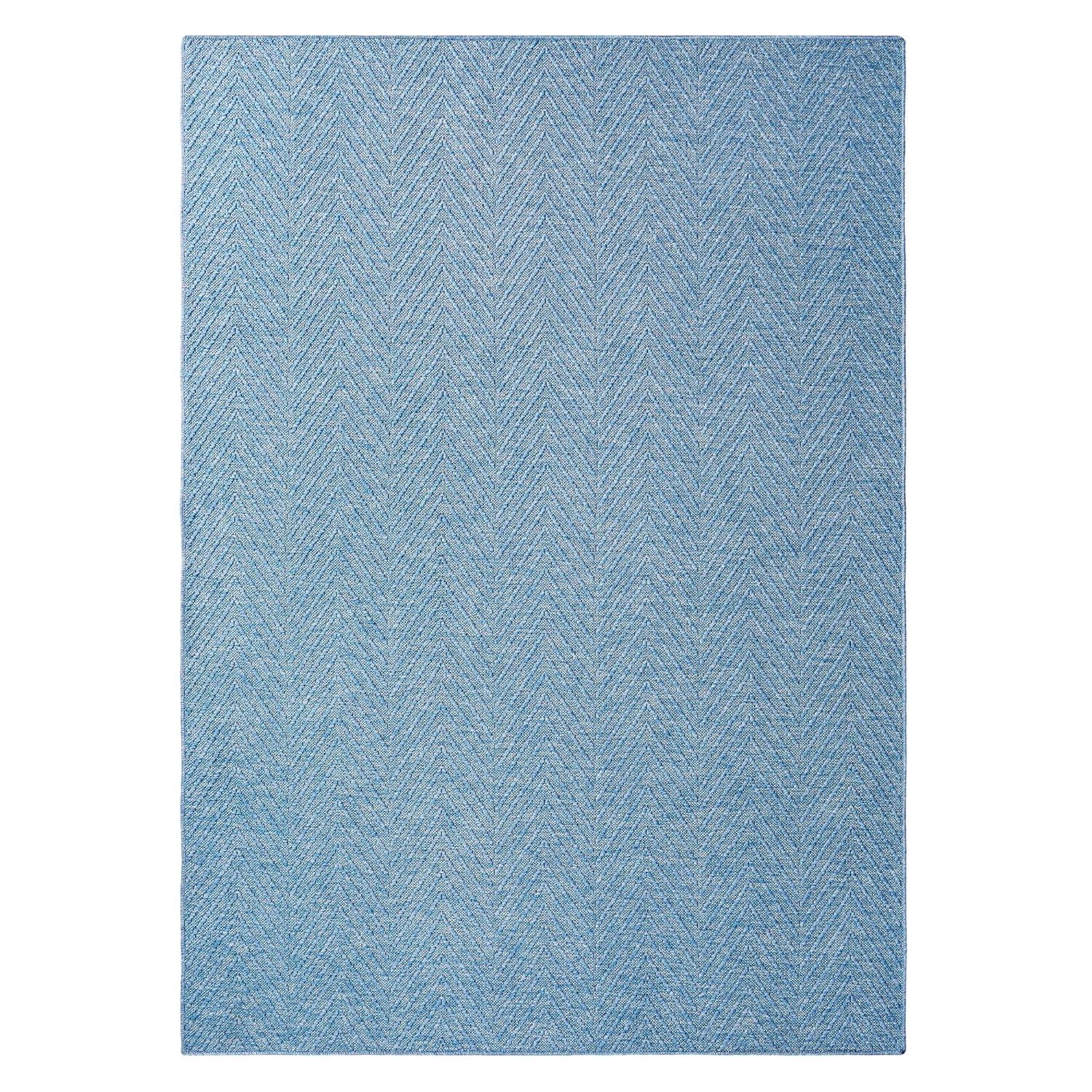 TOWN & COUNTRY BASICS Pax Herringbone Textured Solid Machine Washable Area Rug Blue