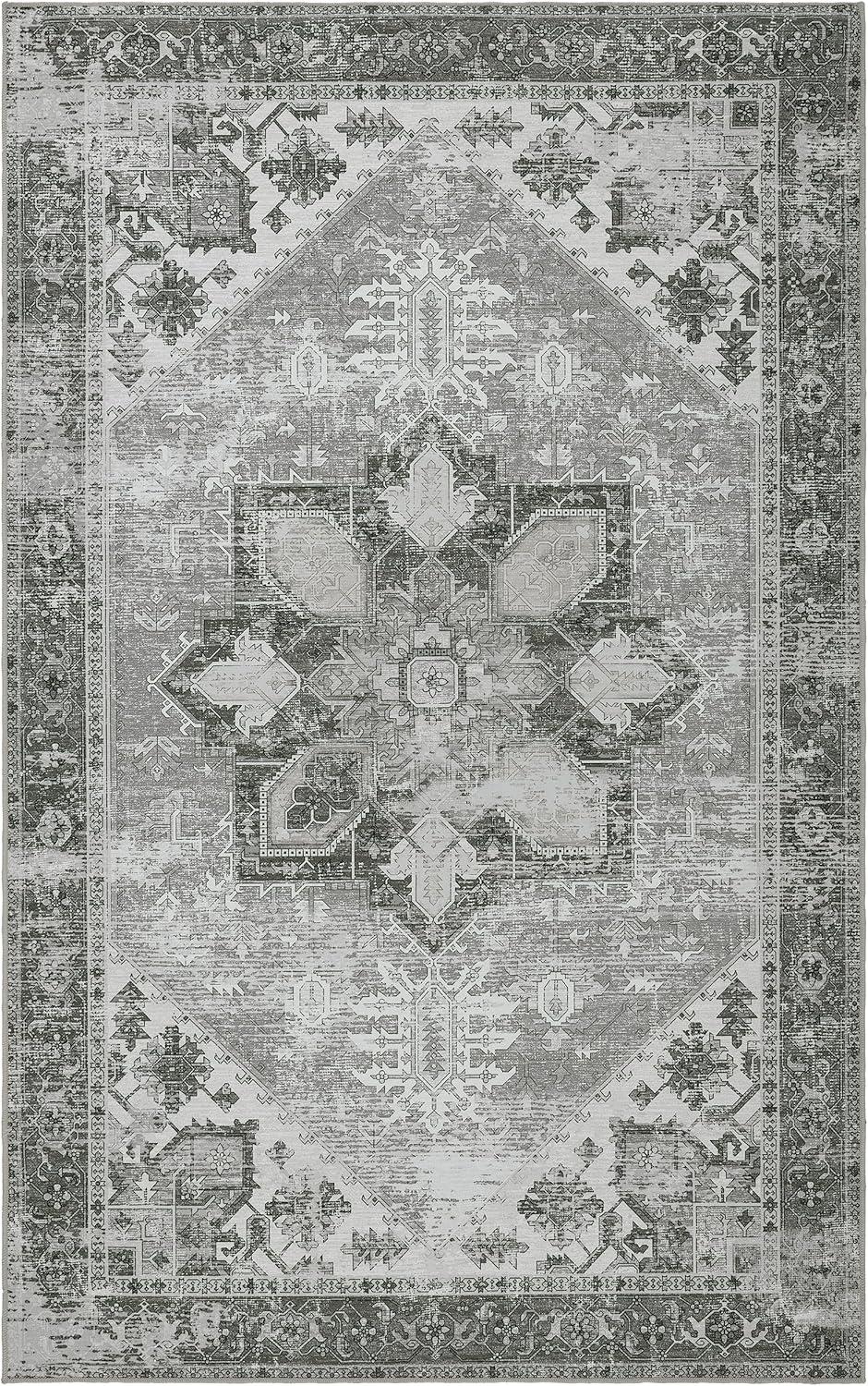 SAFAVIEH Tucson Jayla Oriental Machine Washable Area Rug, Sage/Ivory, 6' x 8'