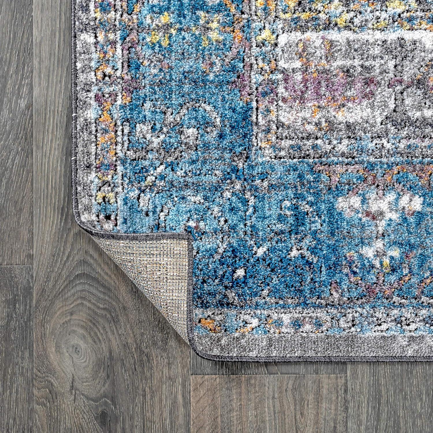 5'x8' Anatolia Vintage Medallion Area Rug, Peacock Blue/Gray - JONATHAN Y