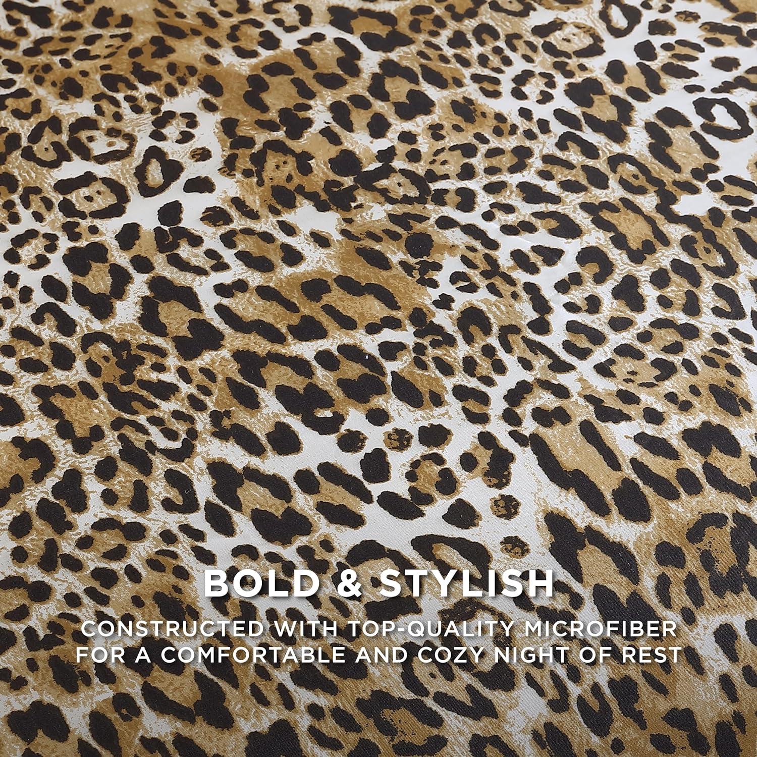 Juicy Couture Cheetah Leopard Print Reversible Satin Duvet Cover & Shams Bedding Sets