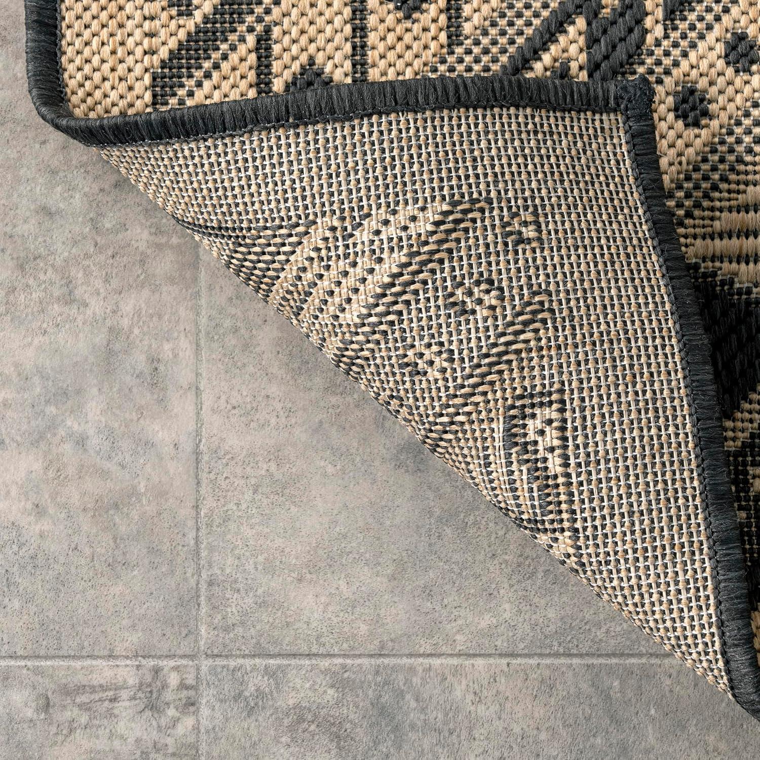 Nuloom Landry Geometric 2x8 Indoor/Outdoor Runner Rug for Living Room Patio Deck Front Porch Entryway Hallway Kitchen, Charcoal/Ivory