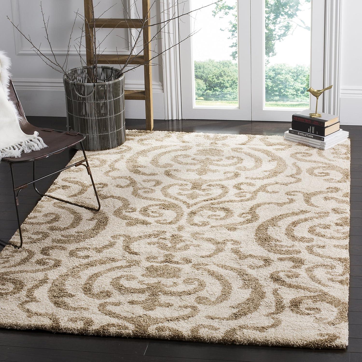 Florida Shag SG462 Power Loomed Indoor Accent Rug - Cream/Beige - 3'3"x5'3" - Safavieh.