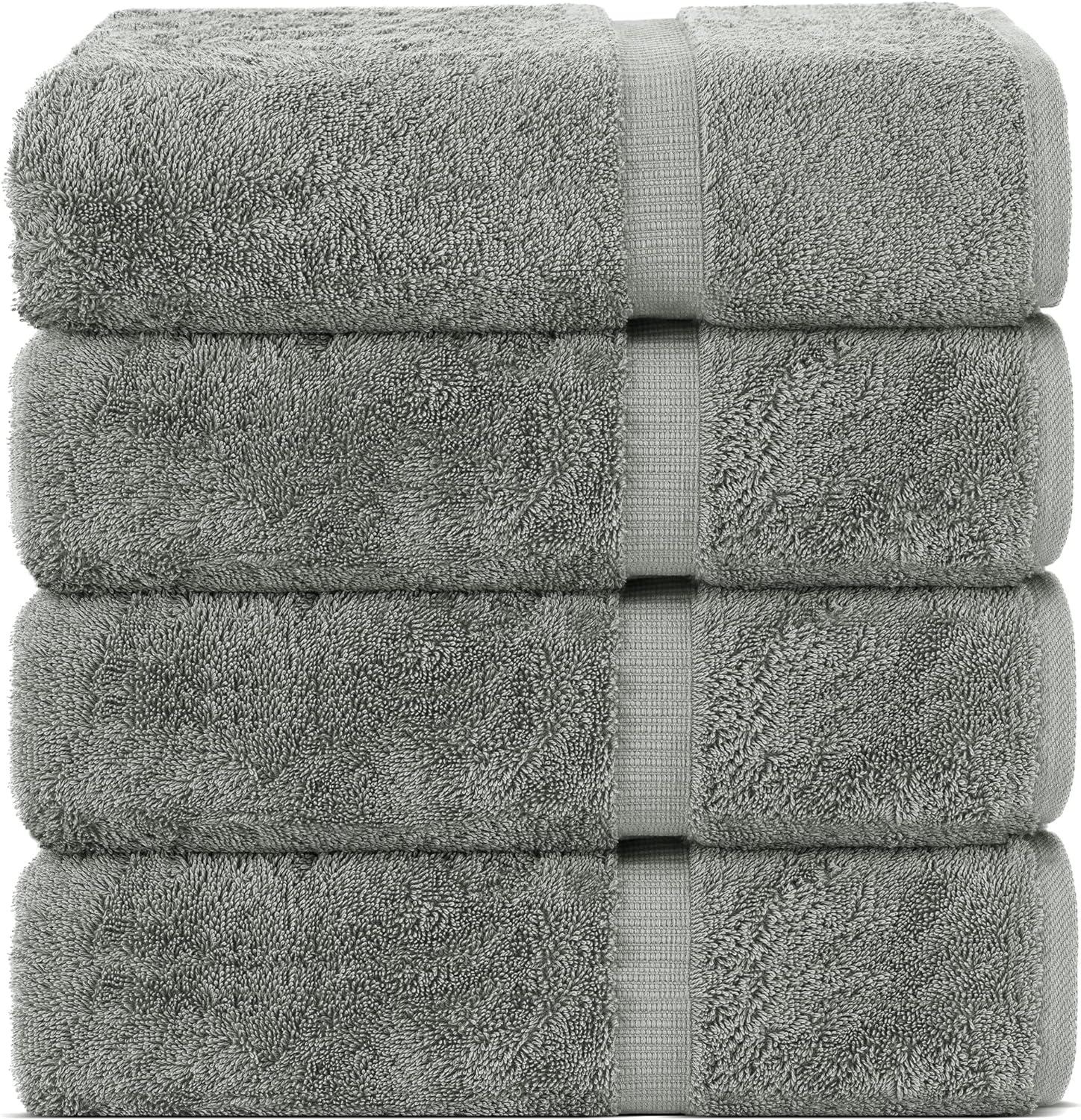 100% Turkish Cotton Towel Set (Gray, Bath Towels - Set of 4)