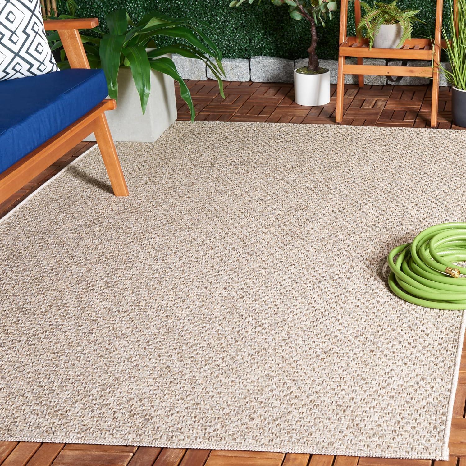 Sisal All-Weather SAW460 Power Loomed Indoor and Outdoor Area Rug - Beige - 6'7"x6'7" - Safavieh.