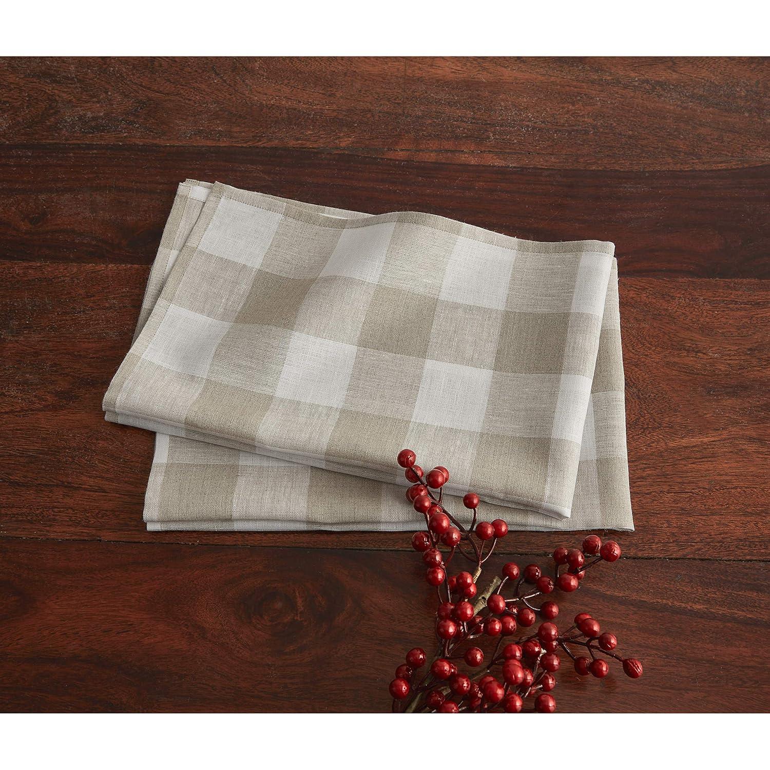 Solino Home Buffalo Checks - 100% Pure Linen Kitchen Towel (Set of 2)