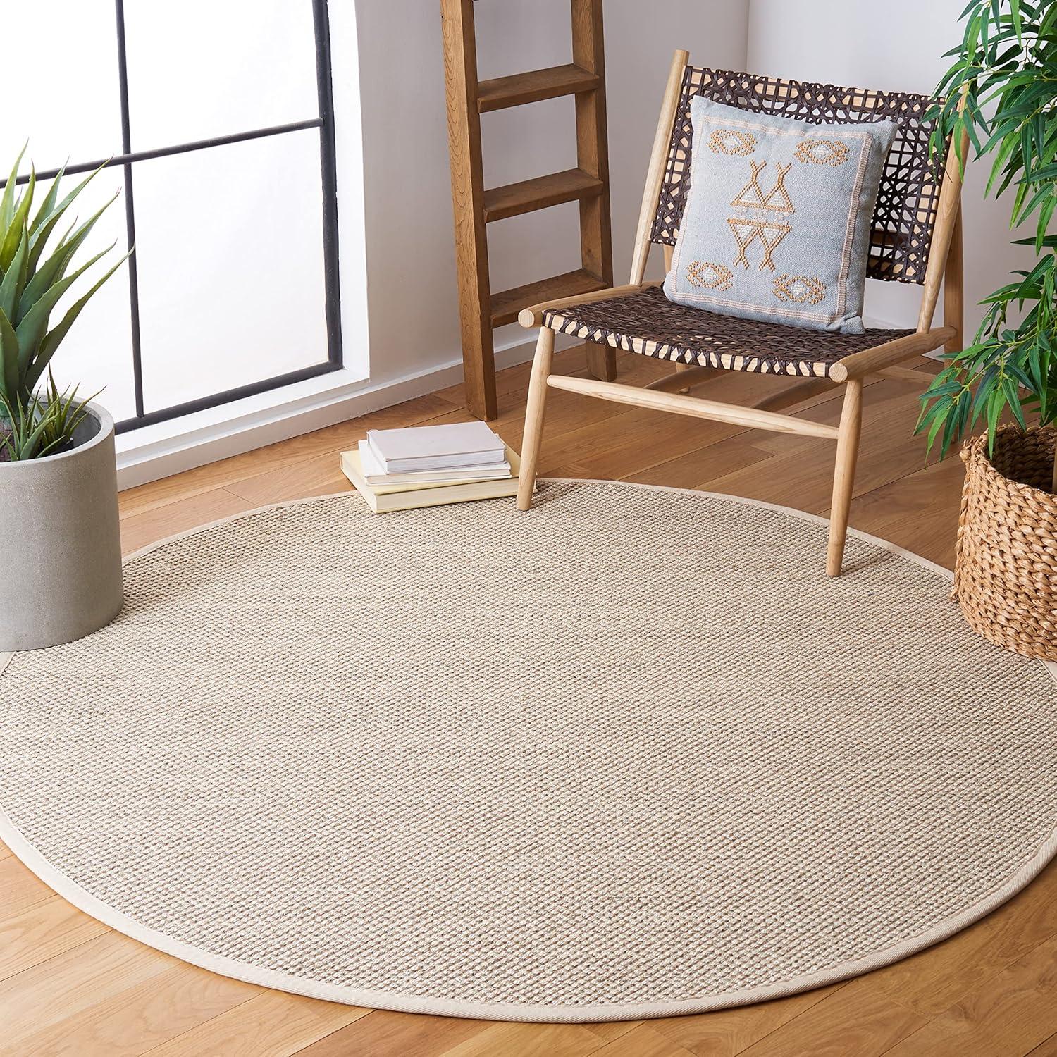 Natural Fiber NF143 Power Loomed Indoor Area Rug - Marble/Beige - 6' Round - Safavieh