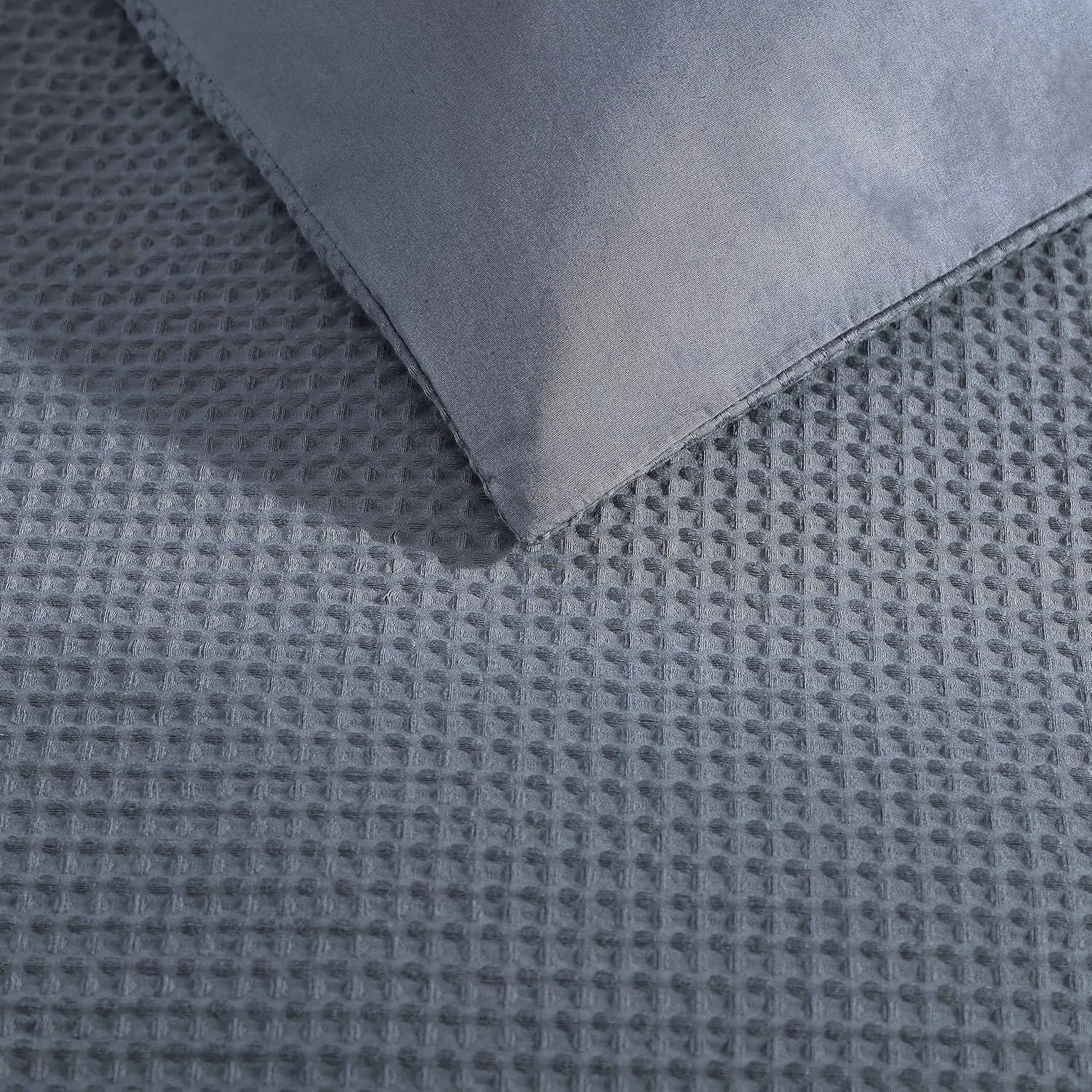 King Pewter Gray Cotton Waffle Weave Bedspread Cover