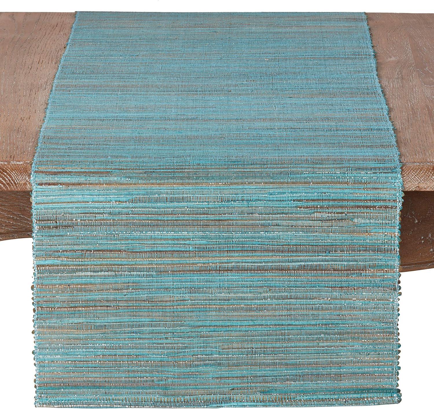 Turquoise Shimmering Woven Jute Table Runner