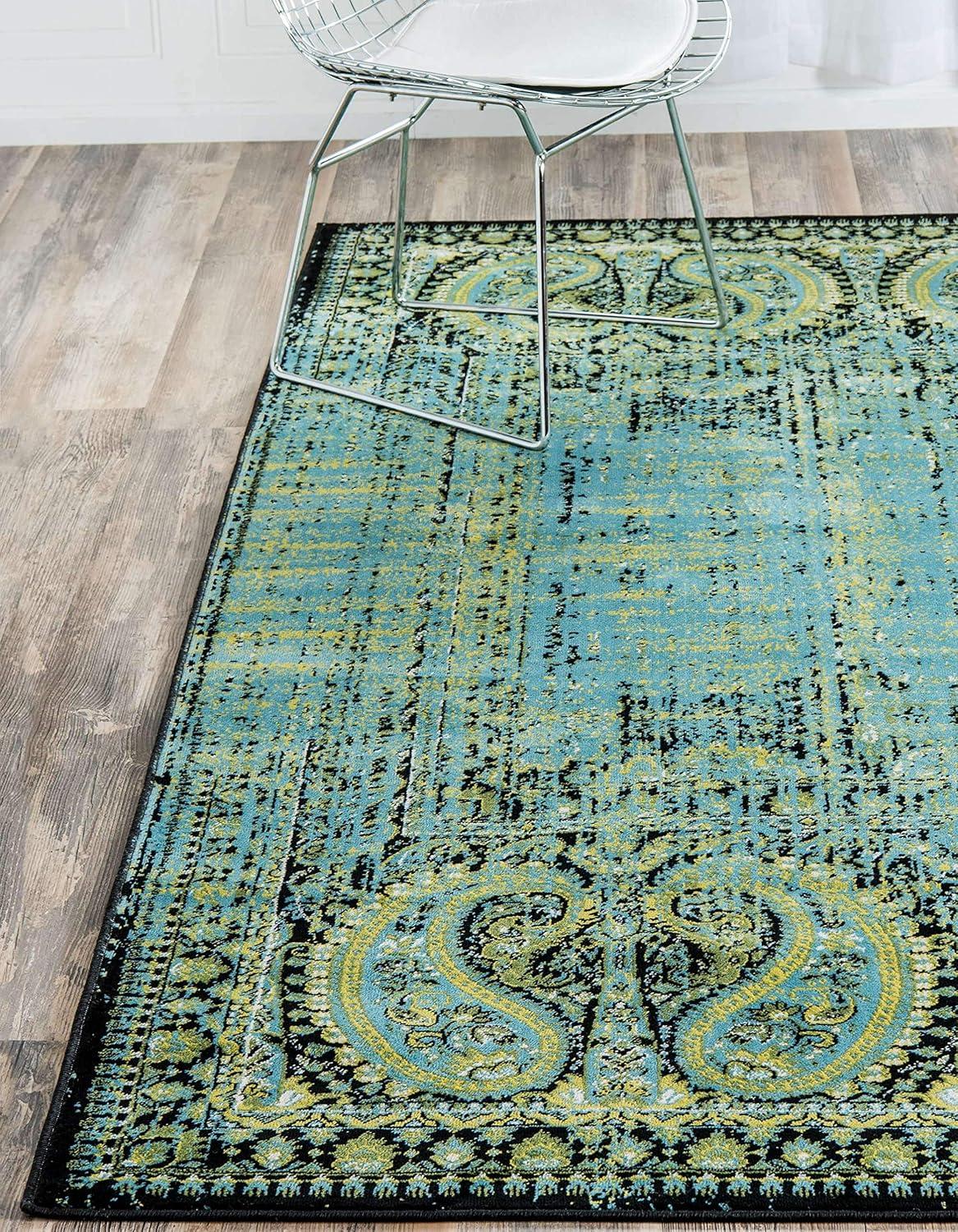 Unique Loom Imperial Collection Area Rug - Anatolla (2' x 3' 1" Rectangle Aquamarine/Black)