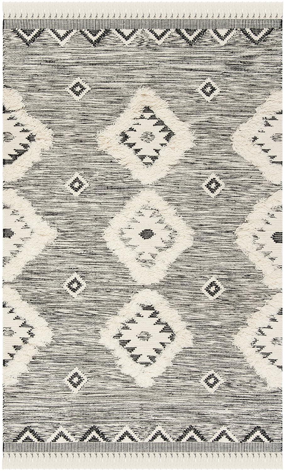 Kenya KNY906 Hand Knotted Area Rug - Black/Ivory - 6'x9' - Safavieh.