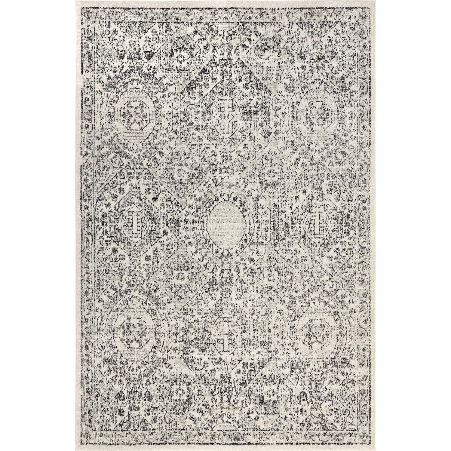Nuloom Minta Medallion 6 Square Indoor Area Rug for Living Room Bedroom Dining Room Kitchen, Grey/Ivory