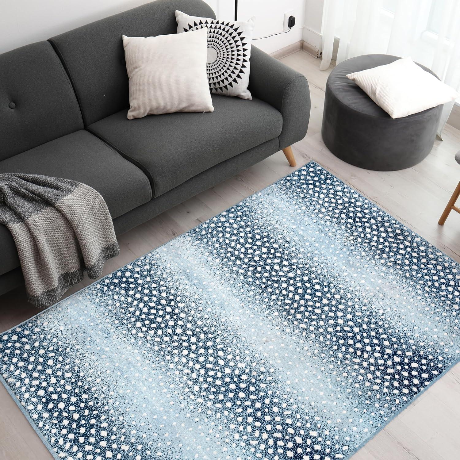 3'x 5' Antelope Modern Animal Area Rug, Blue/Cream - JONATHAN Y