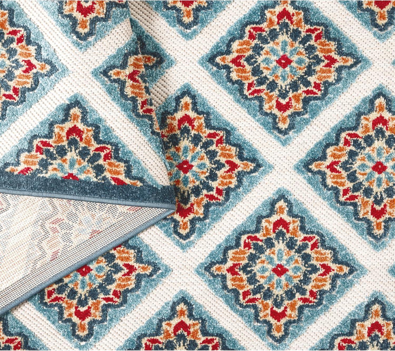 TOWN & COUNTRY EVERYDAY Brooks Retro Geo Outdoor Rug Red/Multi